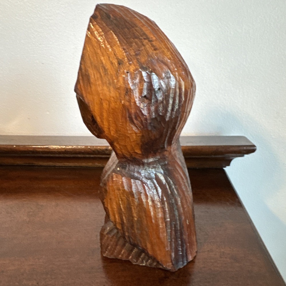 8.5" Carved Wooden Owl Primitive Handmade Wood Owl Barn Owl Vintage - Picture 4 of 11